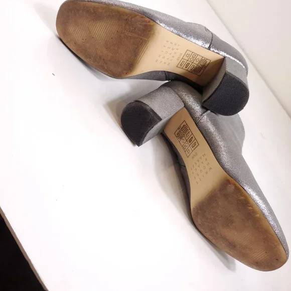 White House Black Market Women Silver Glitter Ankle Boots - Picture 4 of 7